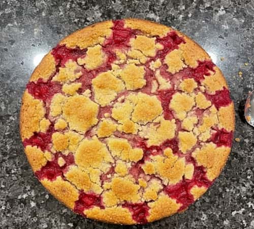 Rhubarb Dump Cake With Jello - completed