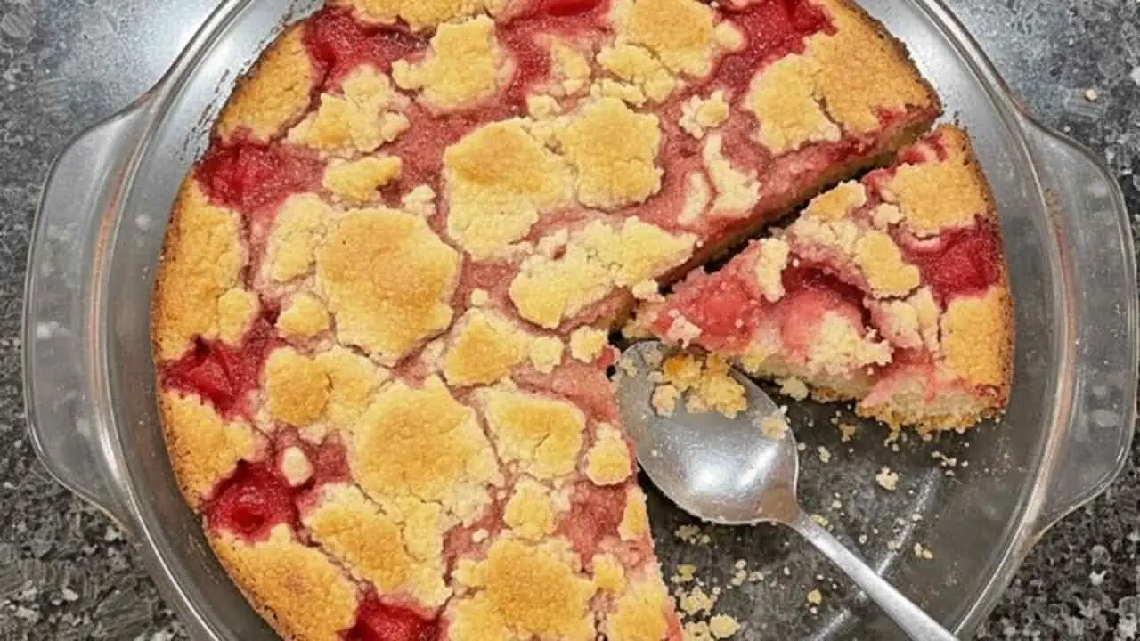 Rhubarb Dump Cake With Jello - featured
