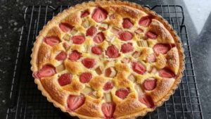 Strawberry Rhubarb Frangipane Tart Recipe - featured