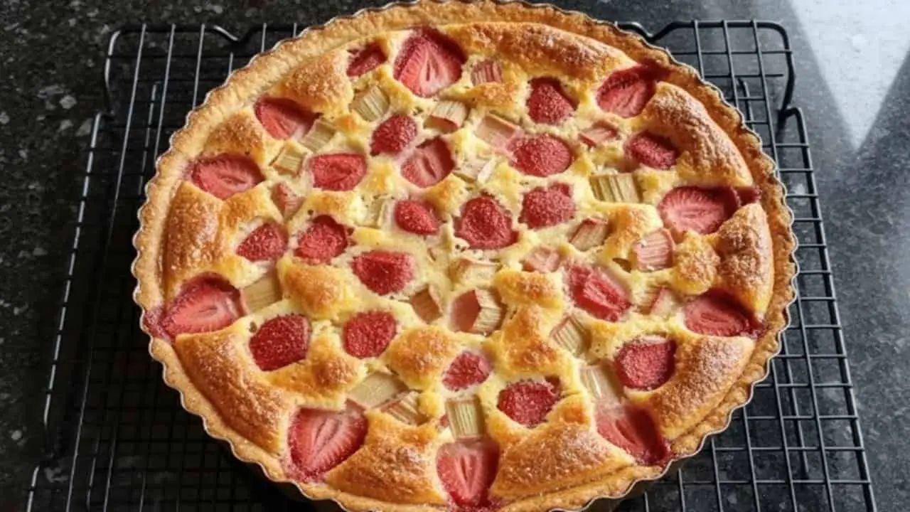 Strawberry Rhubarb Frangipane Tart Recipe - featured