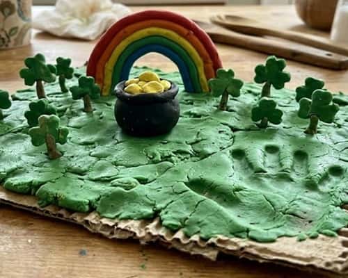 10. Playdough Shamrock Garden Scene