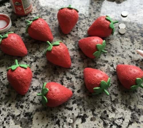 11. Clay Strawberry Fridge Magnets