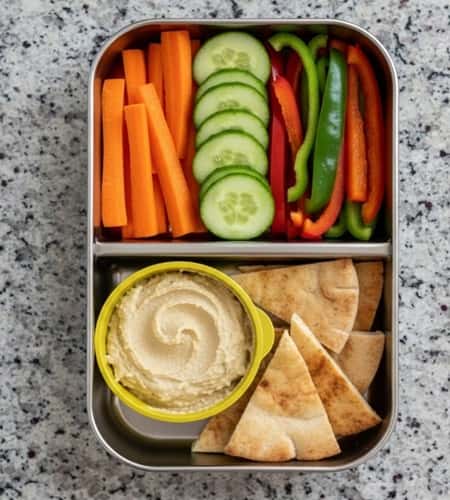 11. Colorful Veggie & Hummus Box