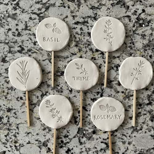 2. Leaf-Imprinted Clay Plant Tags