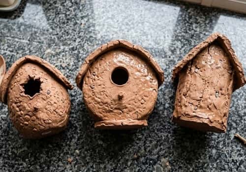 3. Pebble Texture Clay Bird House