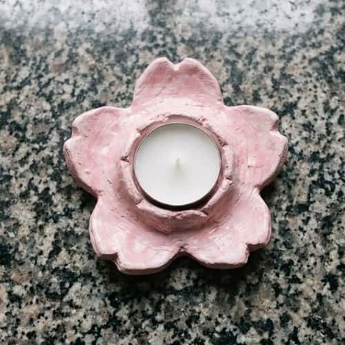 3. Sakura Clay Tea Light Holder