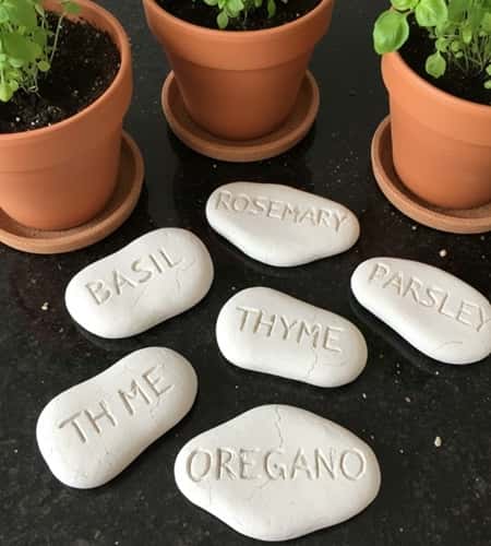 5. Pebble-Style Clay Plant Markers