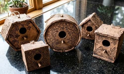 9. Engraved Clay Bird House