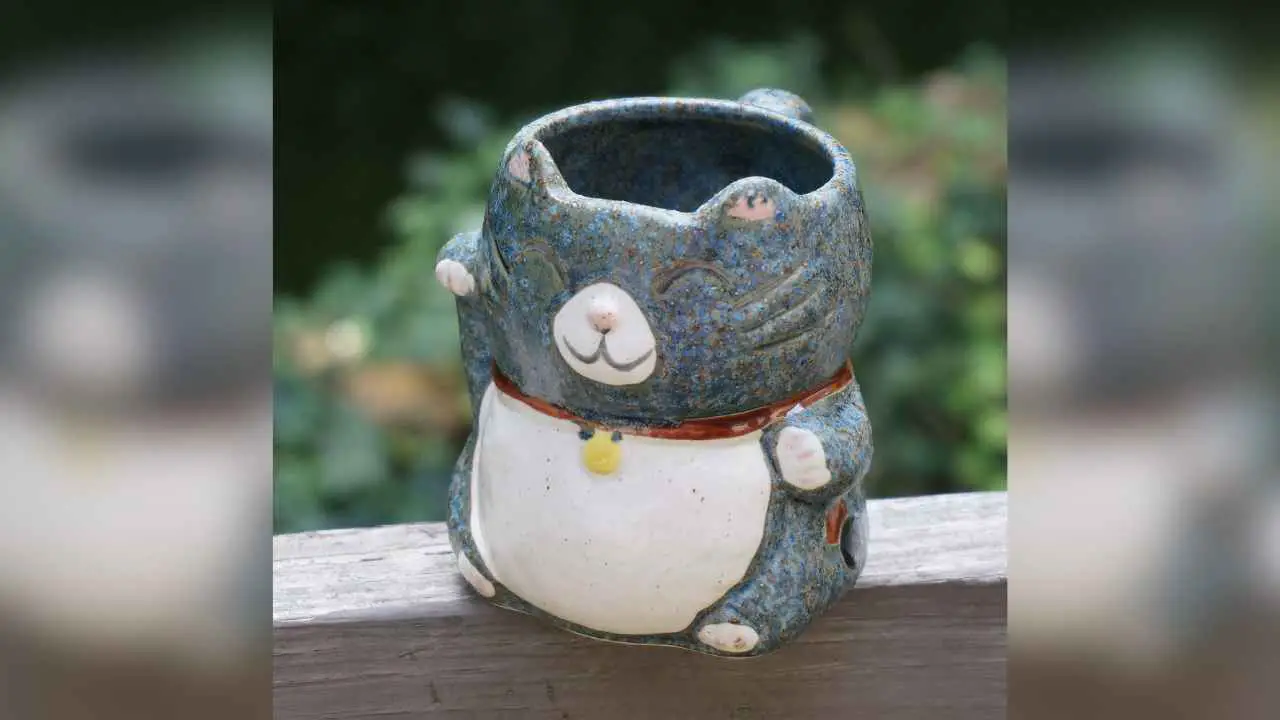 Maneki-Neko Ceramic Mug Clay Craft-featured