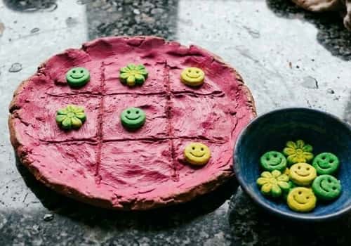 Tic Tac Toe Clay Board - completed