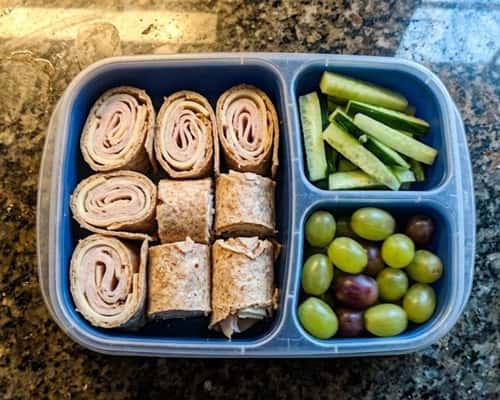 1. Mini Turkey & Cheese Roll-Ups Bento