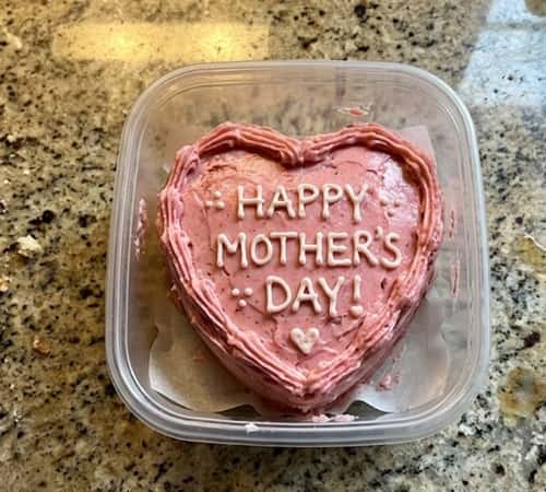 1. Strawberry Vanilla Heart Mothers Day Lunchbox Cake