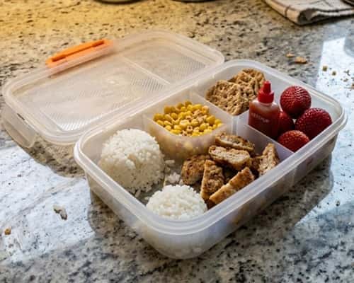 10. Mini Rice & Chicken Nugget Bento Box