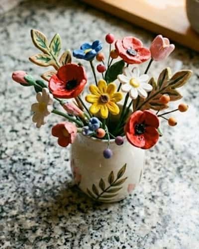 11. Painted Clay Flower Bouquet