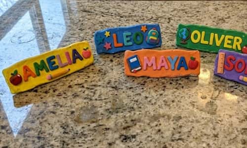 3. Name Plate Desk Tiles for First Day Excitement