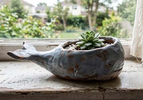 6. Clay Whale Mini Planter