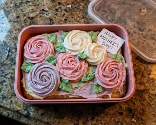 6. Floral Vanilla Rose Mother’s Day Cake Idea