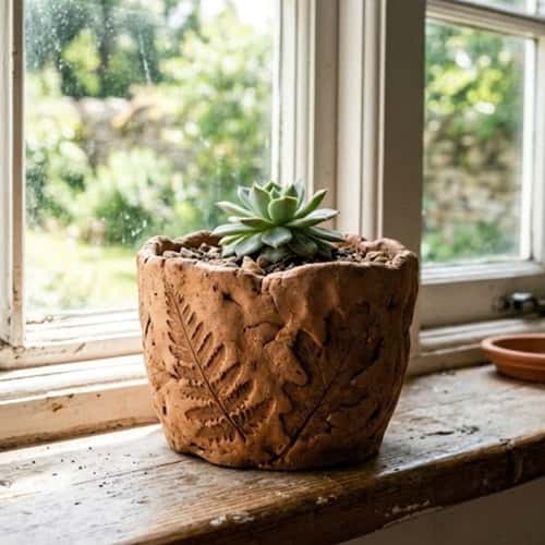 6. Leaf-Imprint Nature Pot