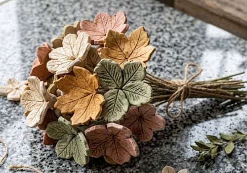 6. Pressed Leaf Clay Flower Bouquet