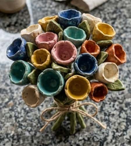 8. Mini Pottery Flower Bouquet 