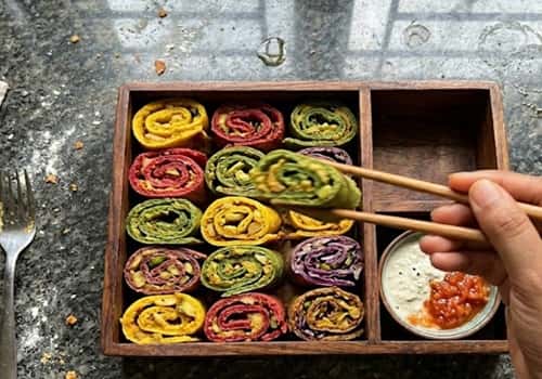 8. Rainbow Dosa Roll Bites