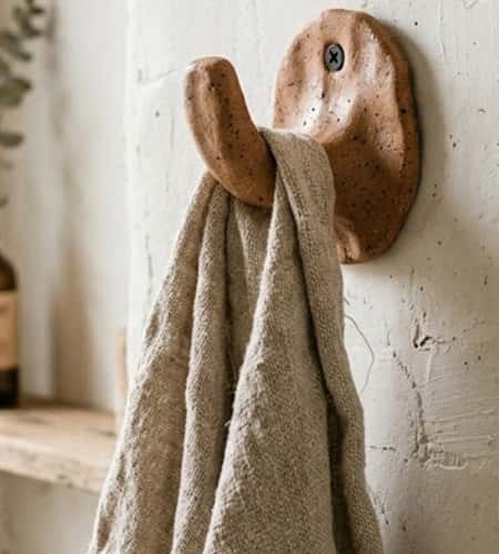 8. Wall-Mounted Clay Hook for Towels