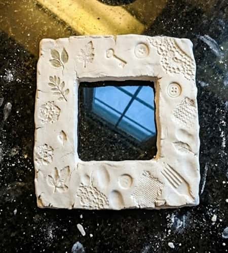 Hand-Stamped Cornstarch Clay Photo Frame - completed