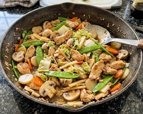 Moo Goo Gai Pan Chinese Stir Fry - completed