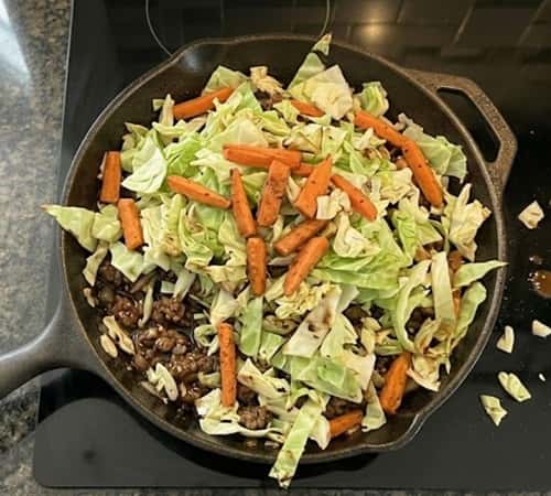 Step 4 - Add Carrots First, Then Cabbage