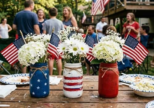 1. Mason Jar Flag Centerpieces