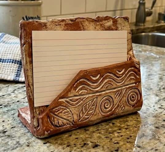10. Sculpted Recipe Card Holder With Slab Base