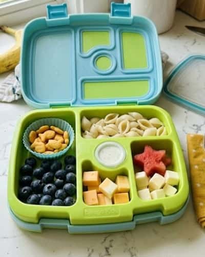 11. Cold Pasta + Cheese + Fruit Box