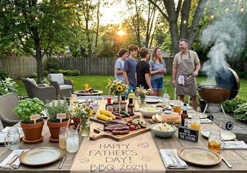 2. Rustic Backyard BBQ Table Setup