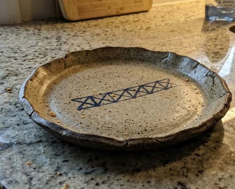 3. Handmade Geometric Pottery Platter for Keys or Snacks