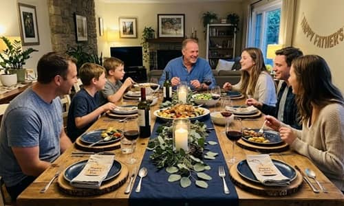 4. Navy and Wood Classic Dad Table