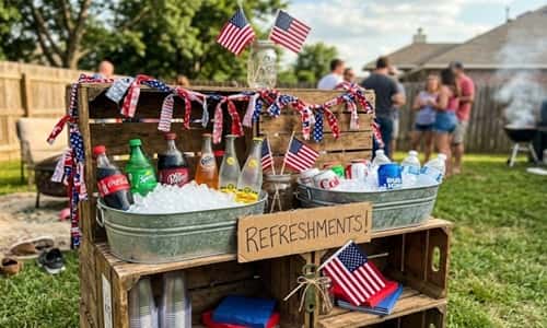 4. Wooden Crate Beverage Station