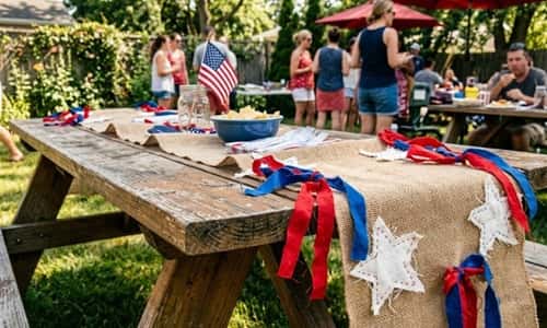 5. Patriotic Table Runner Made from Burlap