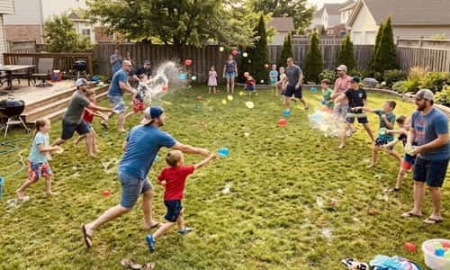 6. Dad vs Kids Water Balloon Toss