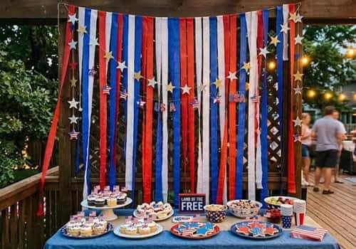 8. Red White and Blue Dessert Table Backdrop
