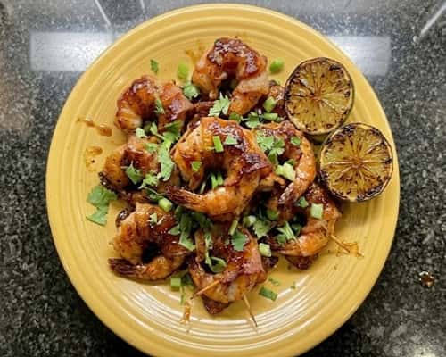 BBQ Bacon Wrapped Shrimp - completed