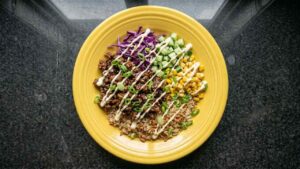 Ground Beef Hot Honey Bowl With Crispy Garlic Rice - featured