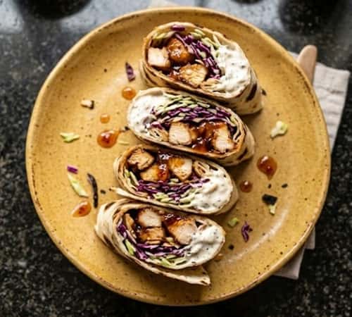 Sweet Chili Chicken Wraps - served