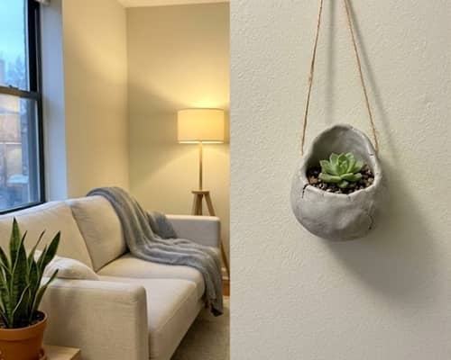 1. Floating Pebble Pocket Air Dry Clay Planter