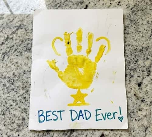 1. Handprint Best Dad Ever Trophy Card