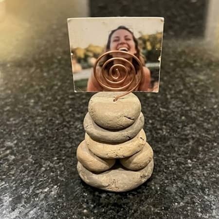 1. Pebble Stack Clay Photo Holder