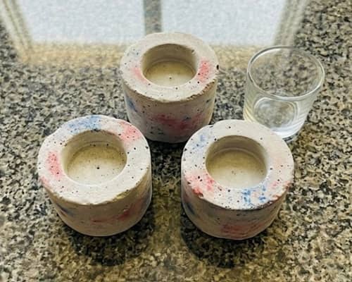 10. Concrete-Look Patriotic Candle Holders