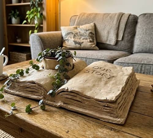 10. Open Book Air Dry Clay Planter