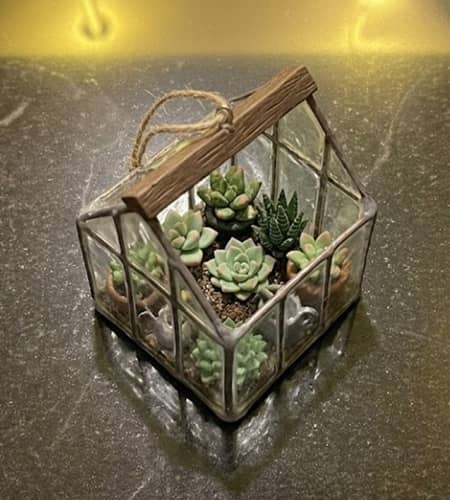 11. Mini Greenhouse Terrarium Ornament
