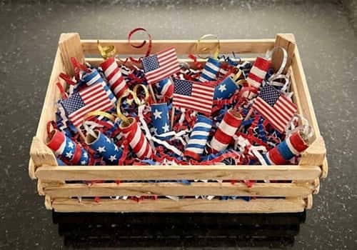 11. Popsicle Stick Crate Firecracker Centerpiece