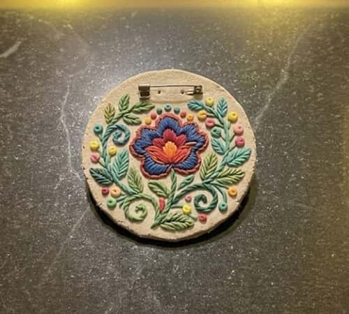 12. Faux Embroidered Patch Brooch
